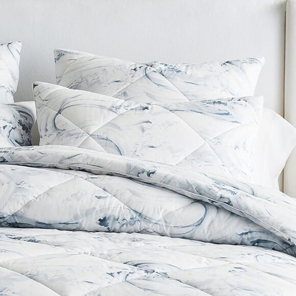 Set of 2 Pottery Barn Stinson Wave Organic Percale Comforter Sham King Size NEW - Picture 9 of 9